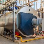Gas boilers in gas boiler room for steam production